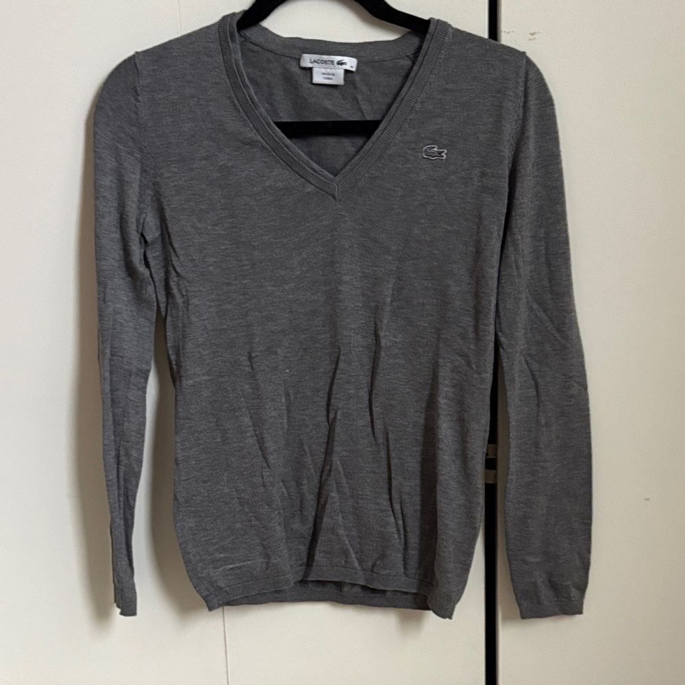 Lacoste Charcoal V-Neck Sweater